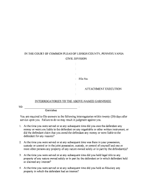 Attachment Execution Interrogatories