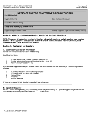 Medicare DMEPOS Competitive Bidding Program Application