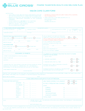 Prairie Teamsters Health and Welfare Plan Vision Care Claim Form