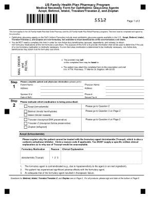 Medical Necessity Form for Ophthalmic Glaucoma Agents