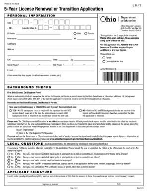 Ohio 5-Year Professional License Renewal Application
