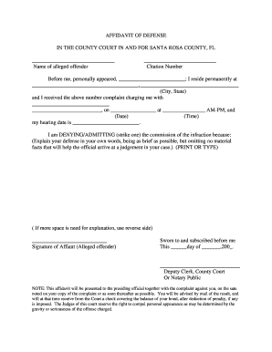 Affidavit of Defense