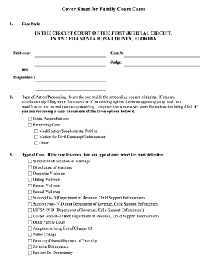 Family Court Case Cover Sheet