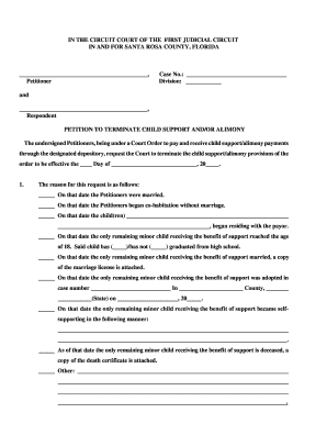 Petition to Terminate Child Support and/or Alimony