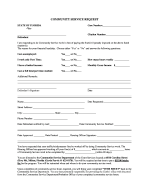 Florida Community Service Request Form