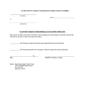 Plaintiff’s Request for Dismissal of Eviction Complaint