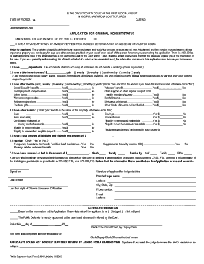 Application for Criminal Indigent Status