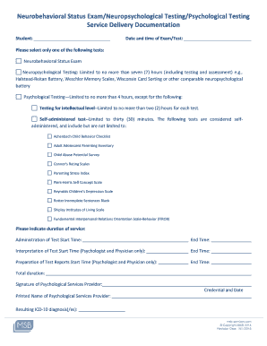 Neurobehavioral Status Exam Form