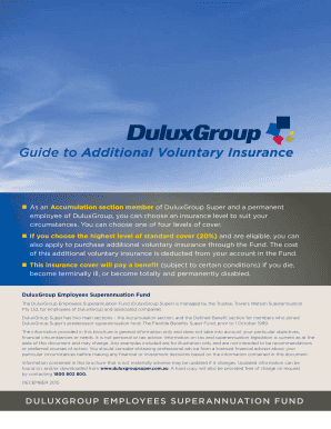 Application for bank work leave - Guide to Additional Voluntary Insurance