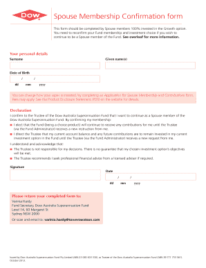 Spouse Membership Confirmation Form