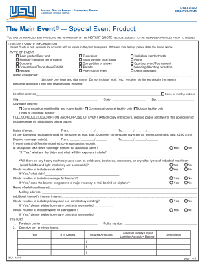 Event Liability Insurance Quote Form