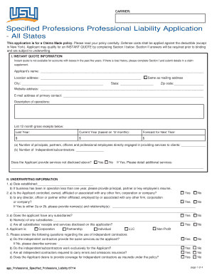Professional Liability Application