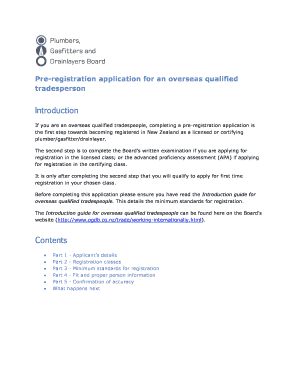 Pre-Registration Application for Overseas Qualified Tradesperson