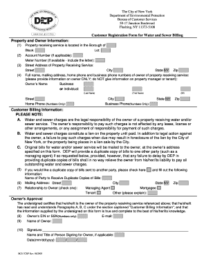 New York Water and Sewer Billing Registration Form
