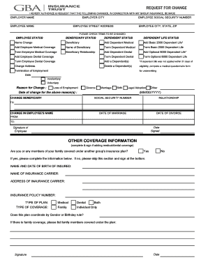 Group Insurance Change Request Form