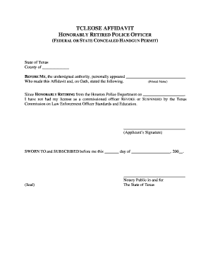 Texas Affidavit for Retired Police Officer