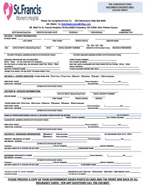 Maternity Pre-Admission Form