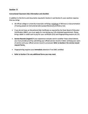 Instructional Classroom Aide Checklist