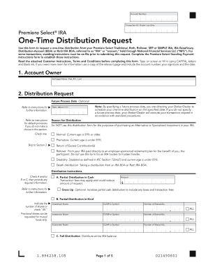 Premiere Select IRA One-Time Distribution Request