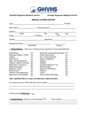 Medical and Work History Form