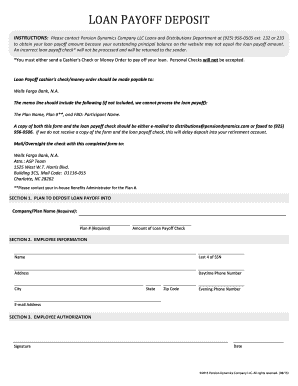 Loan Payoff Deposit Form