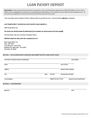 Loan Payoff Deposit Form