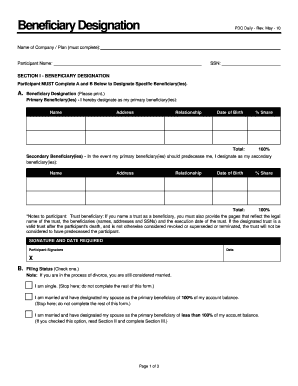Beneficiary Designation Form