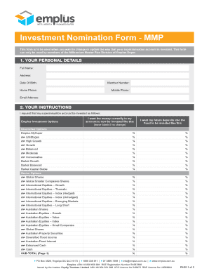 Investment Nomination Form - MMP