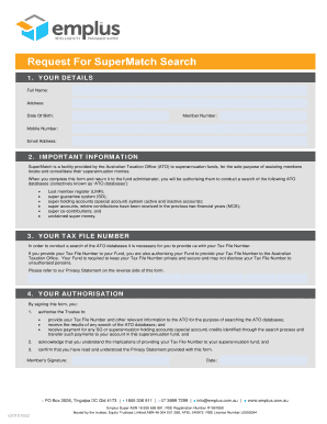 Australian Superannuation Search Authorization Form
