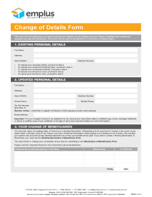 Change of Details Form