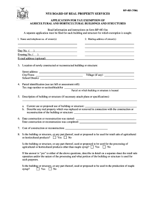 New York Agricultural Building Tax Exemption Application