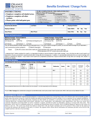 Benefits Enrollment Change Form