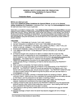 Warner Bros Special Effects Safety Guidelines