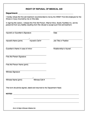 fillable refusal of medical treatment waiver form samples to complete