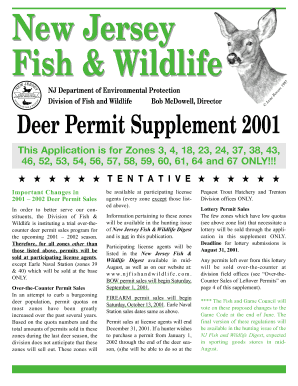 New Jersey Deer Permit Supplement