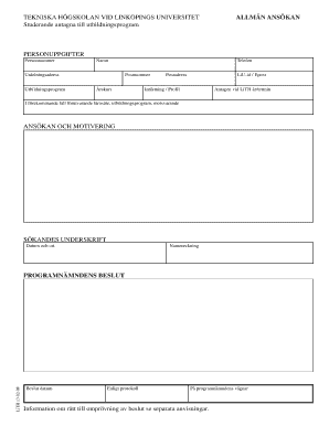 LiU General Application Form