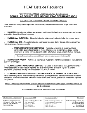 Formulario de Solicitud de HEAP de California