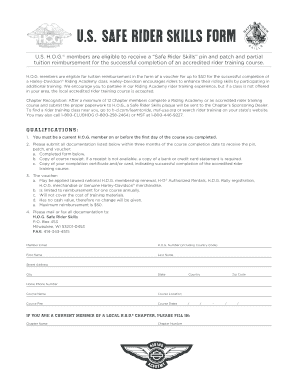 US Safe Rider Skills Form
