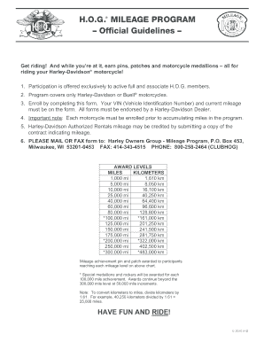 H.O.G. Mileage Program Enrollment Form