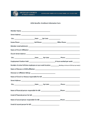 ACNA Benefits Enrollment Form