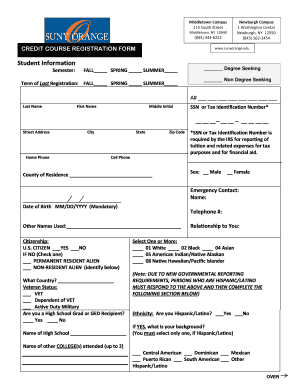 SUNY Orange Credit Course Registration Form