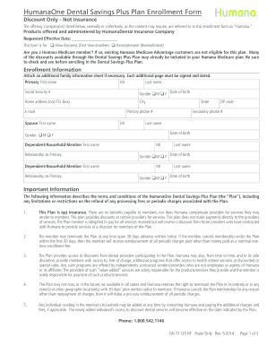 HumanaOne Dental Savings Plus Plan Enrollment Form