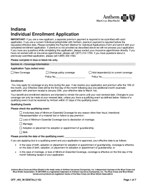Indiana Individual Dental Enrollment Application
