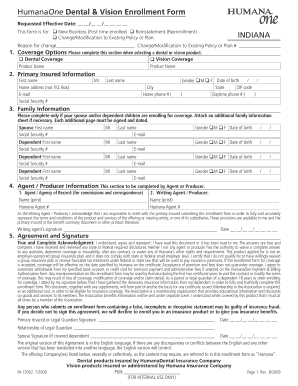 HumanaOne Dental & Vision Enrollment Form
