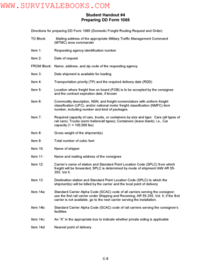 DD Form 1085 Domestic Freight Routing Request