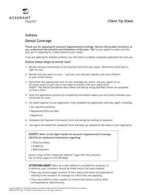 Indiana Dental Insurance Application Form