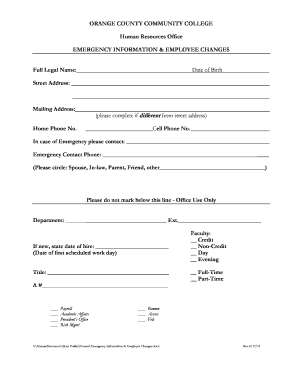 Emergency Information & Employee Changes Form