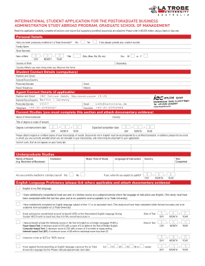 International Student Application for Postgraduate Business Administration