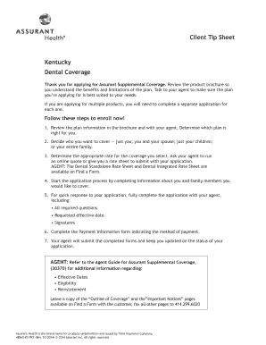 Kentucky Dental Insurance Application Form