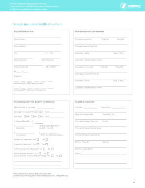 Sample Insurance Verification Form